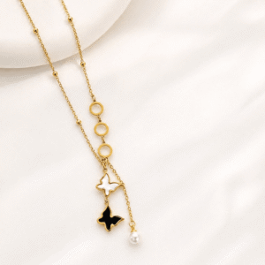 Noir & Ivory Butterfly Necklace
