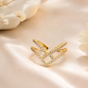 Royal V Crystal Adjustable Ring