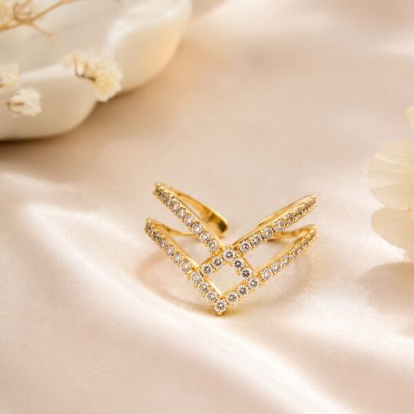 Royal V Crystal Adjustable Ring