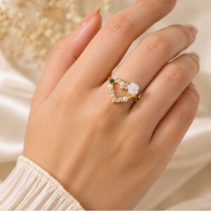 Blossom Heart Crystal Adjustable Ring