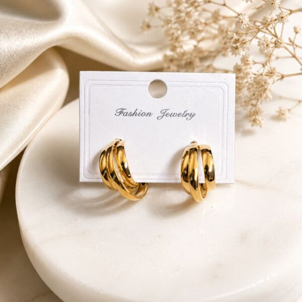Triple Twist Gold Hoop Earrings