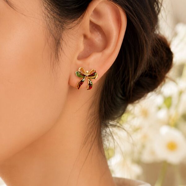Golden Bow Stud Earrings