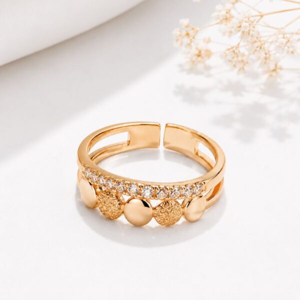 Rose Gold Crystal Charm Adjustable Ring