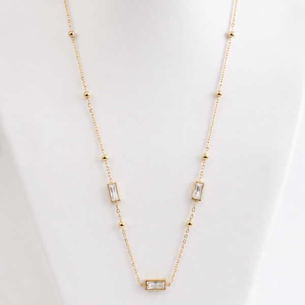 Elegant Gold Beaded Crystal Necklace