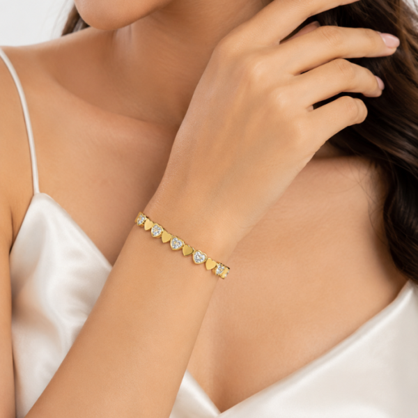 Golden Heart Crystal Bracelet
