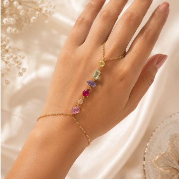 Aurora Multicolor Crystal Hand Chain Bracelet