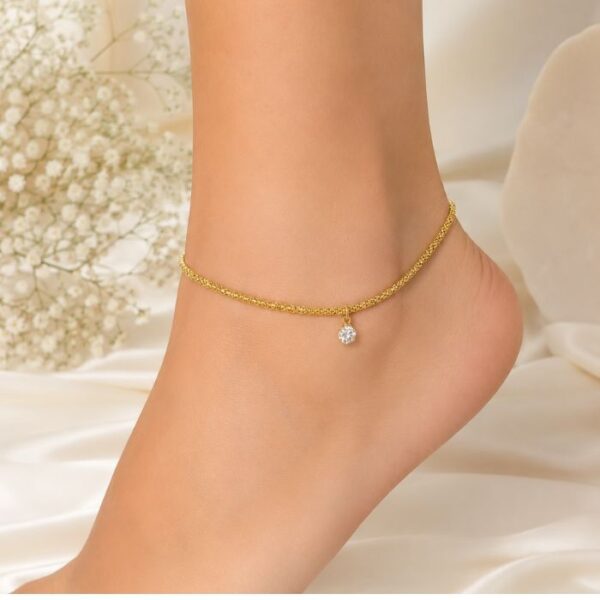 Elegant Crystal Drop Gold Anklet