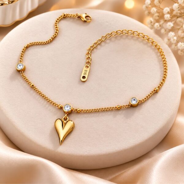 Golden Heart Charm Anti-Tarnish Anklet